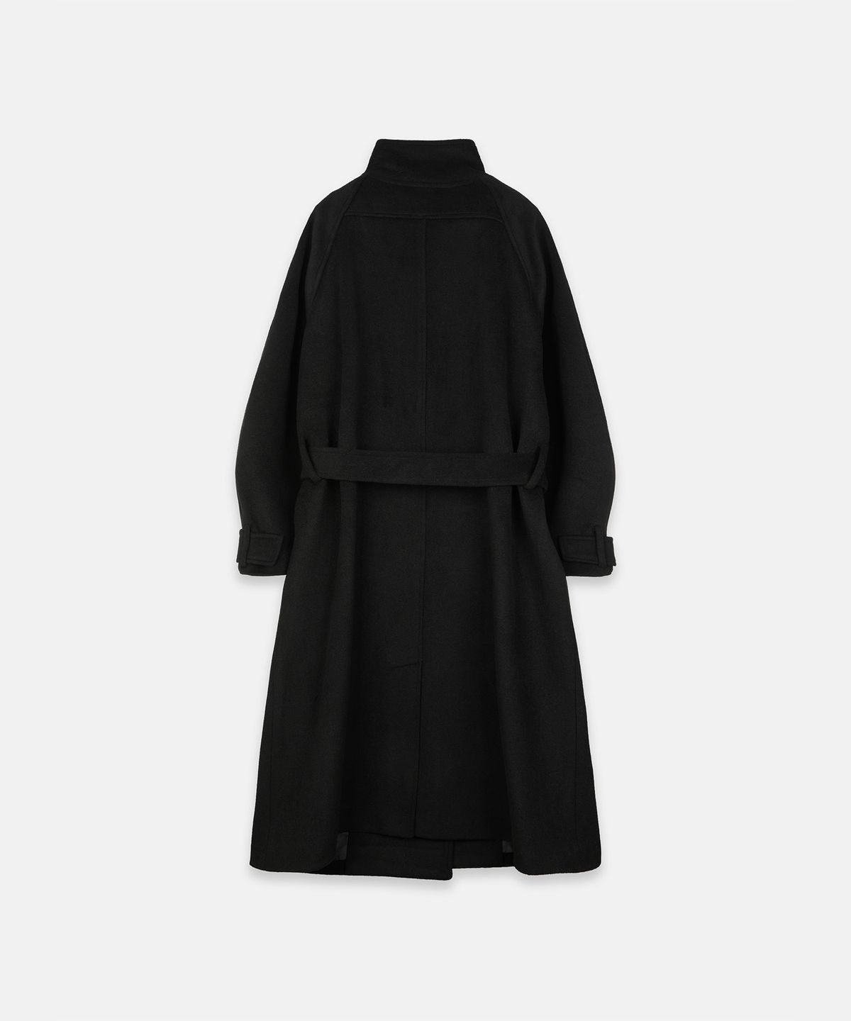 나체(NACHE) ASYMMETRIC ZIP WOOL LONG COAT BLACK