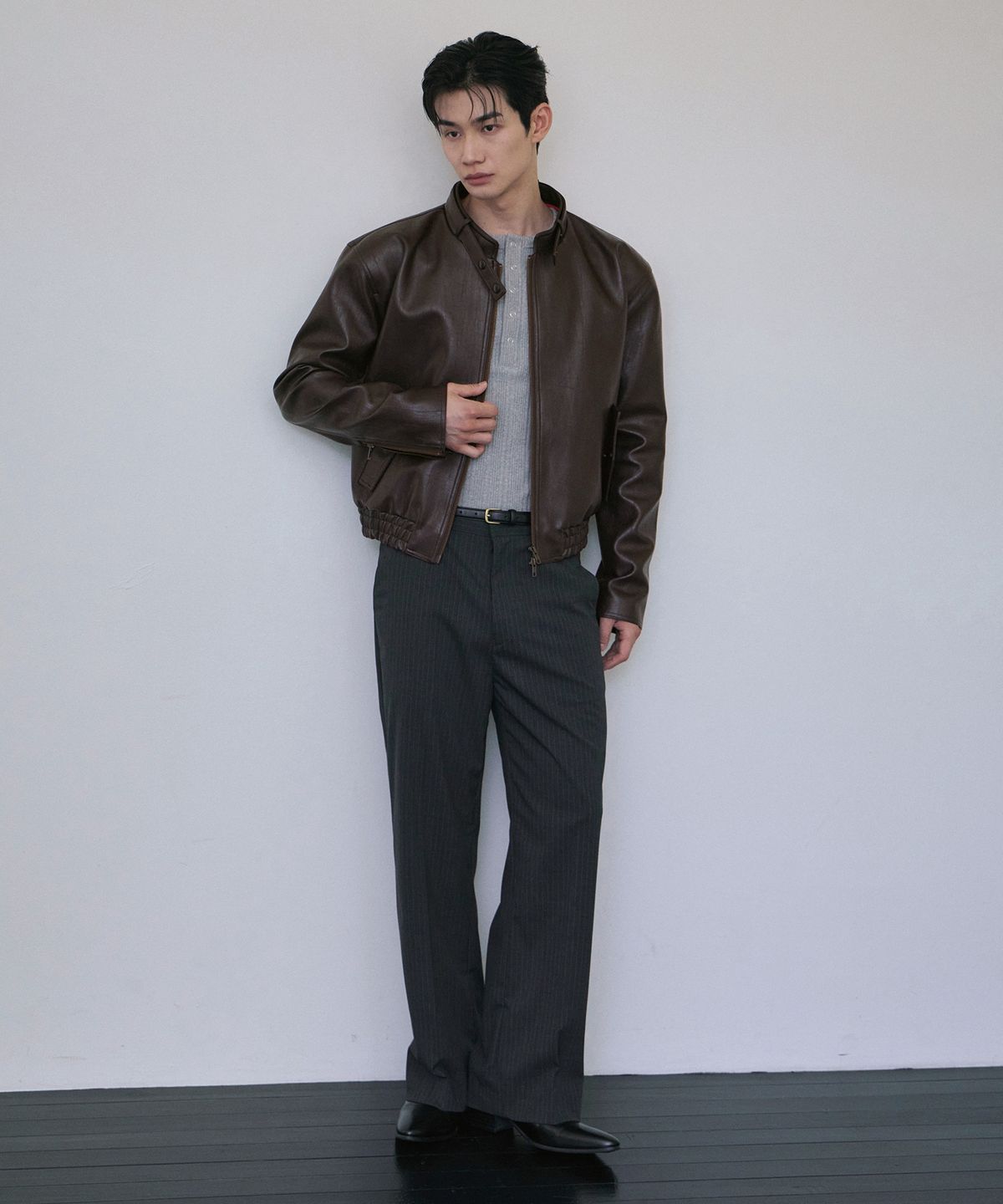 로랑서울(LAURANTSEOUL) Modern racer leather blouson(Brown)