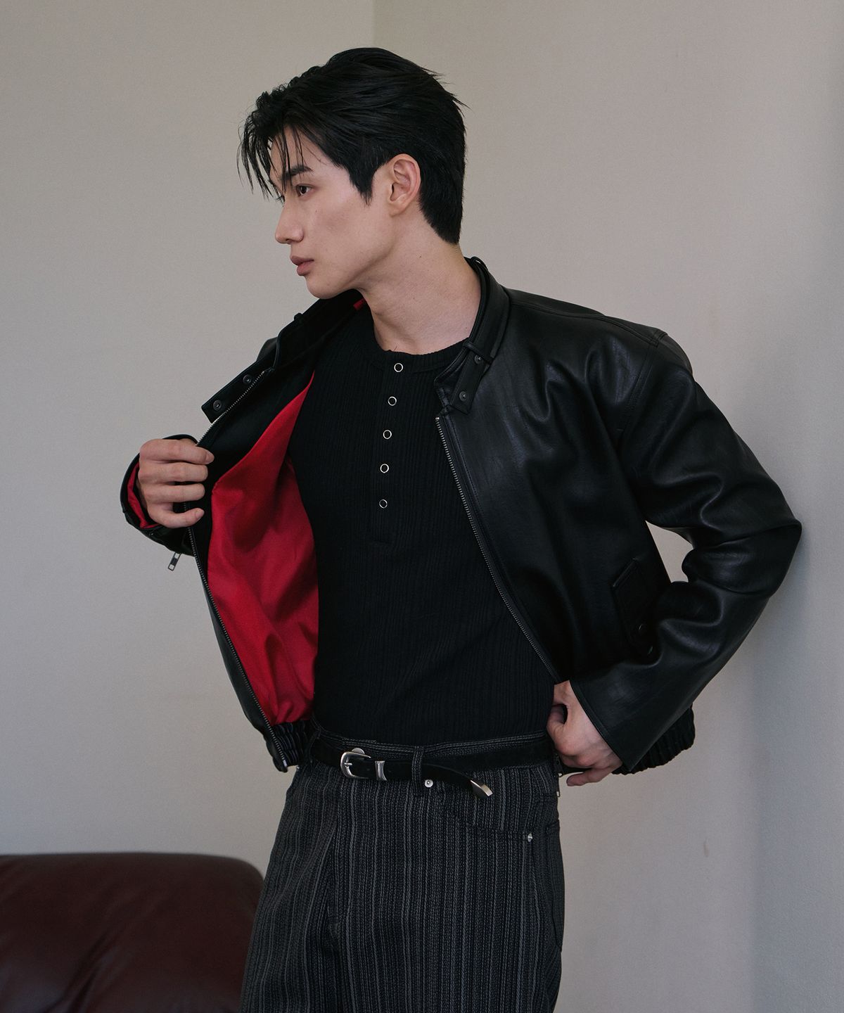 로랑서울(LAURANTSEOUL) Modern racer leather blouson(Black)