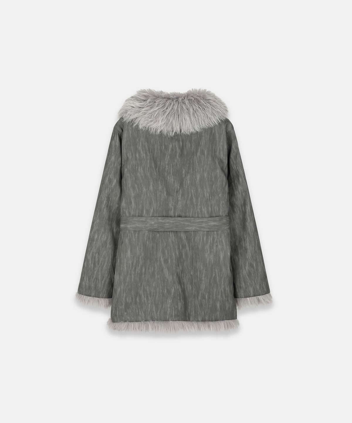 나체(NACHE) REVERSIBLE FAUX FUR LEATHER COAT STONE GRAY