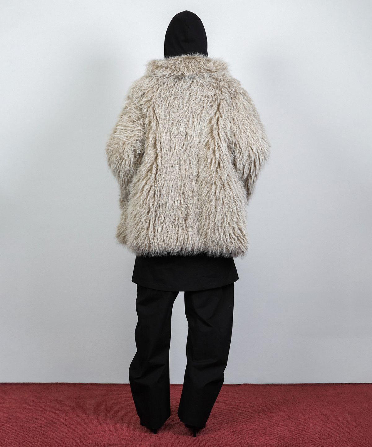 나체(NACHE) REVERSIBLE FAUX FUR LEATHER COAT BLACK