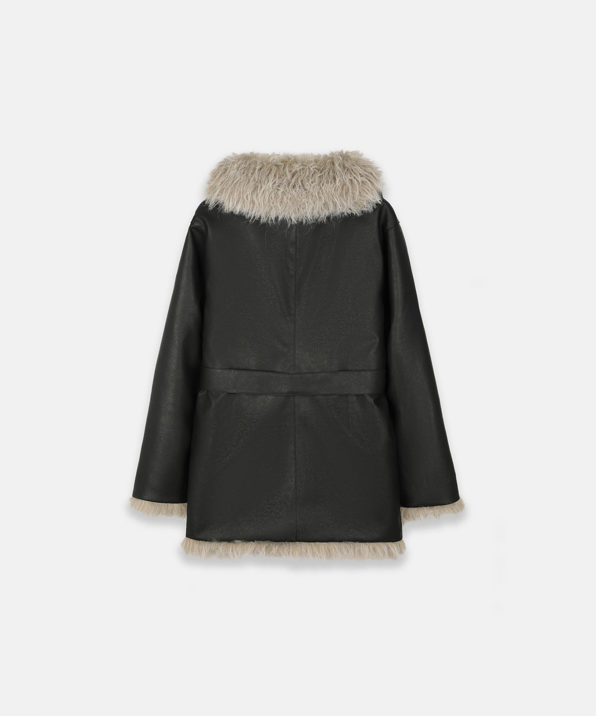 나체(NACHE) REVERSIBLE FAUX FUR LEATHER COAT BLACK