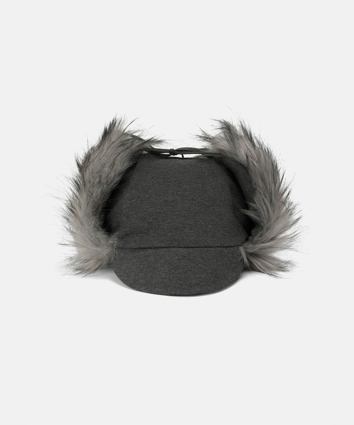 나체(NACHE) FAUX FUR EARFLAP CAP CHARCOAL