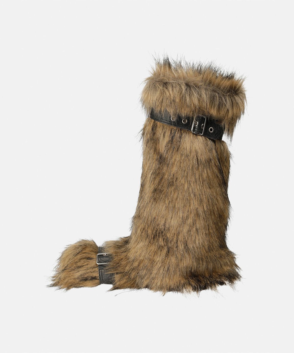 나체(NACHE) DETACHABLE BELT FAUX FUR BOOTS BROWN