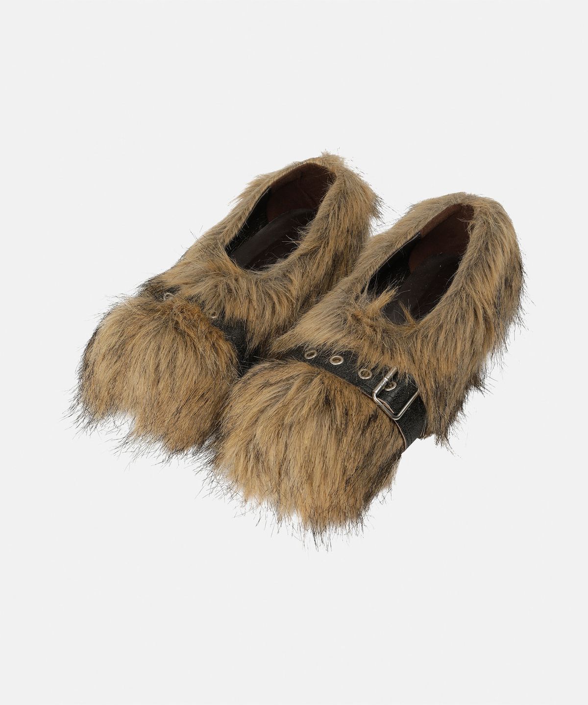 나체(NACHE) DETACHABLE BELT FAUX FUR BOOTS BROWN