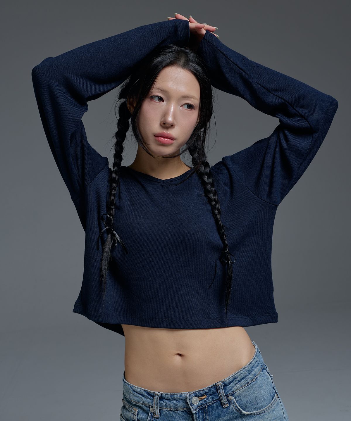 레디(RED.2) 크롭후드 네이비