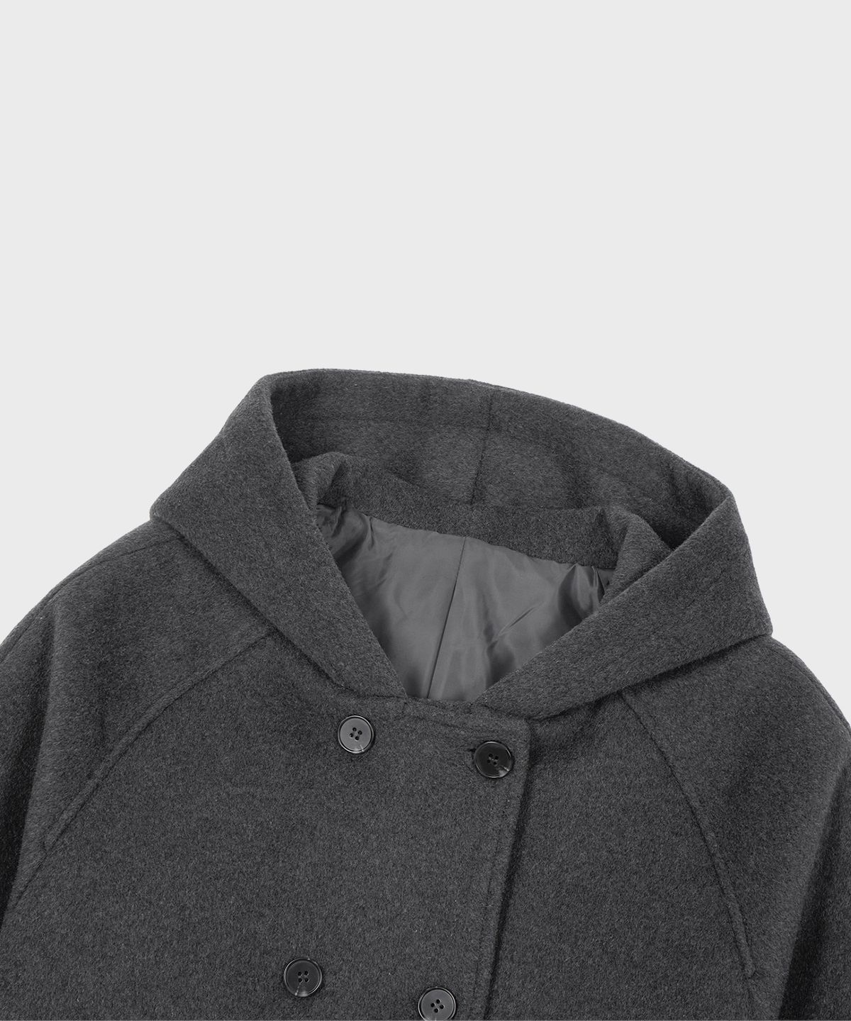 알키알카(ALKI ALKA) Hooded Half Coat (Charcoal)_ALKAS01534