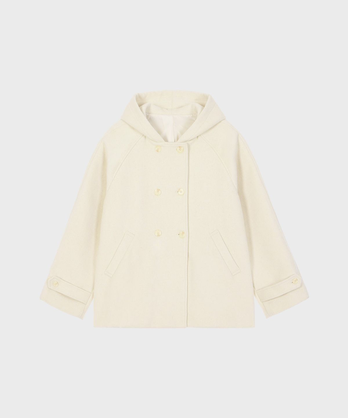 알키알카(ALKI ALKA) Hooded Half Coat (Ivory)_ALKAS01533