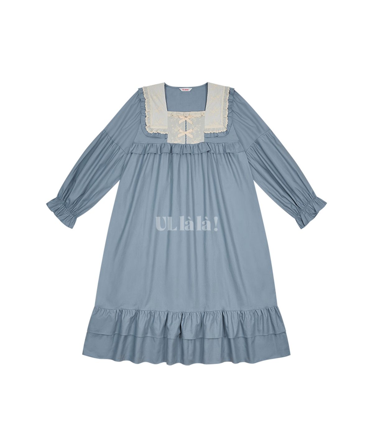 울랄라파자마(ULLALA PAJAMAS) 피아르 긴팔 원피스 블루그레이 (30수)