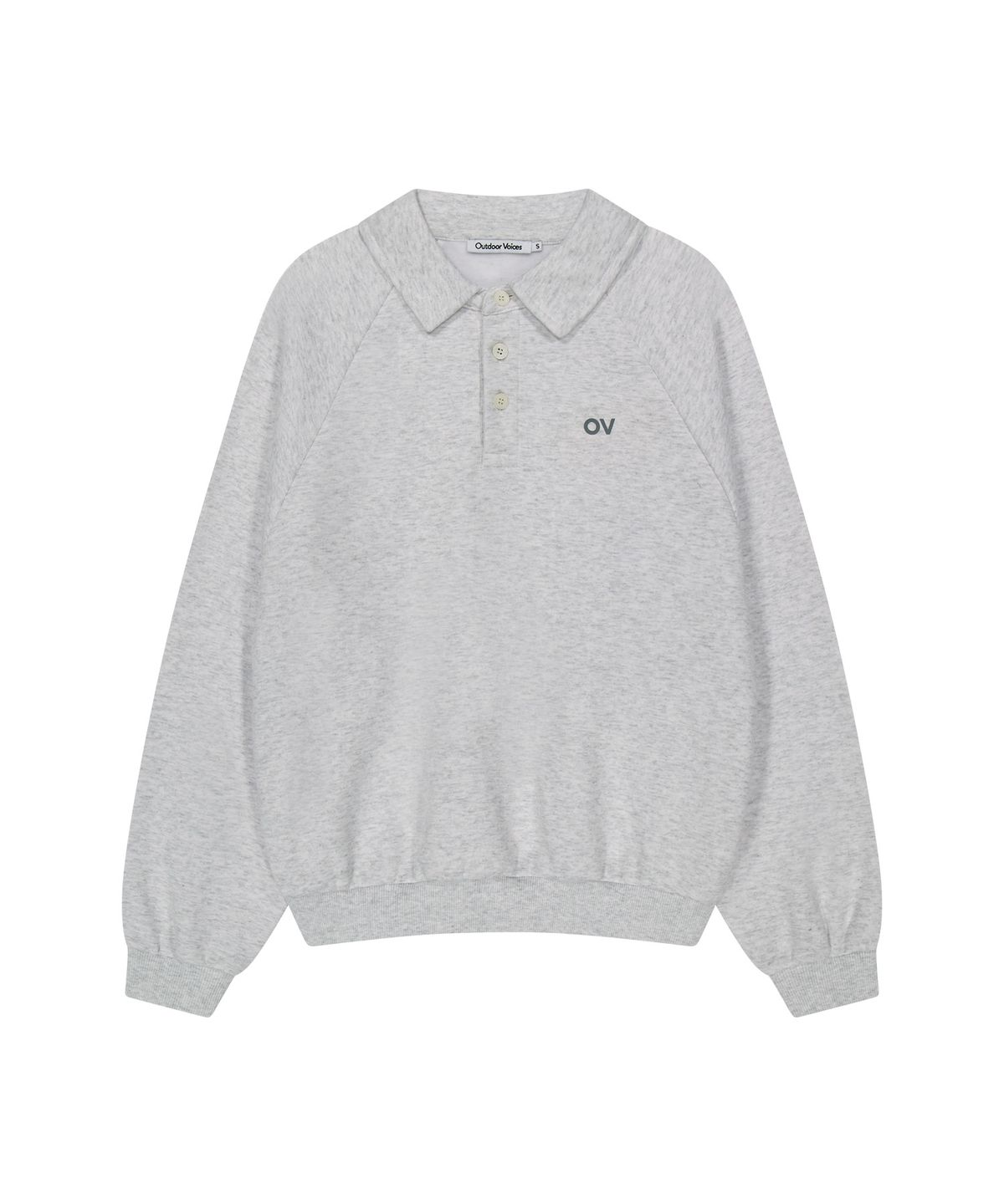 아웃도어 보이스(OUTDOOR VOICES) OV LOGO POLO SWEATSHIRT (LIGHT HEATHER GRAY)