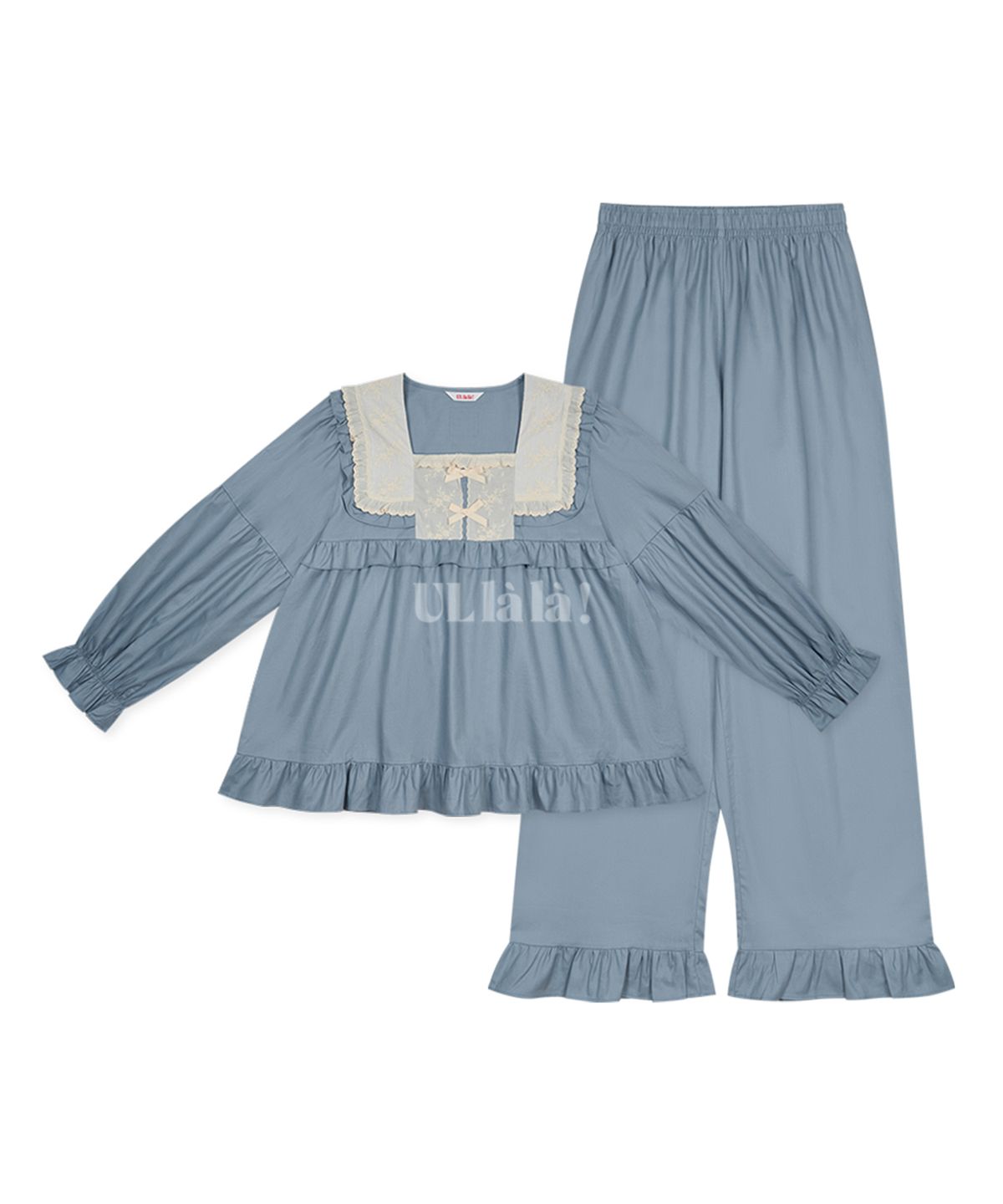 울랄라파자마(ULLALA PAJAMAS) 피아르 긴팔 투피스 블루그레이 (30수)