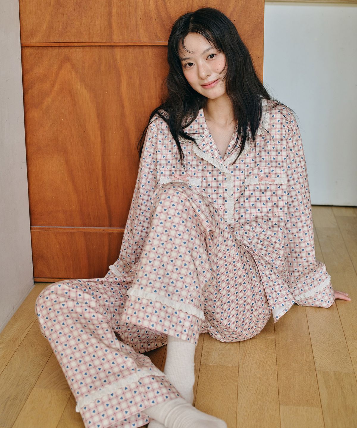 울랄라파자마(ULLALA PAJAMAS) 니니 긴팔 여성페어 베이지 (30수)