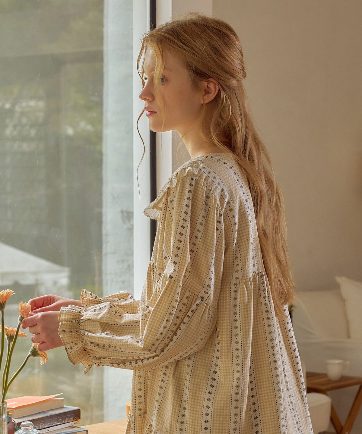 울랄라파자마(ULLALA PAJAMAS) 모디아 긴팔 투피스 베이지 (30수)