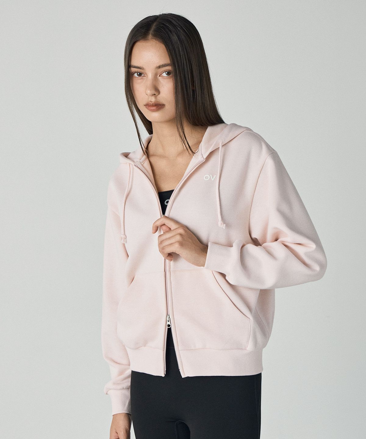 아웃도어 보이스(OUTDOOR VOICES) OV LOGO ZIP UP SWEAT HOODIE (LIGHT PINK)