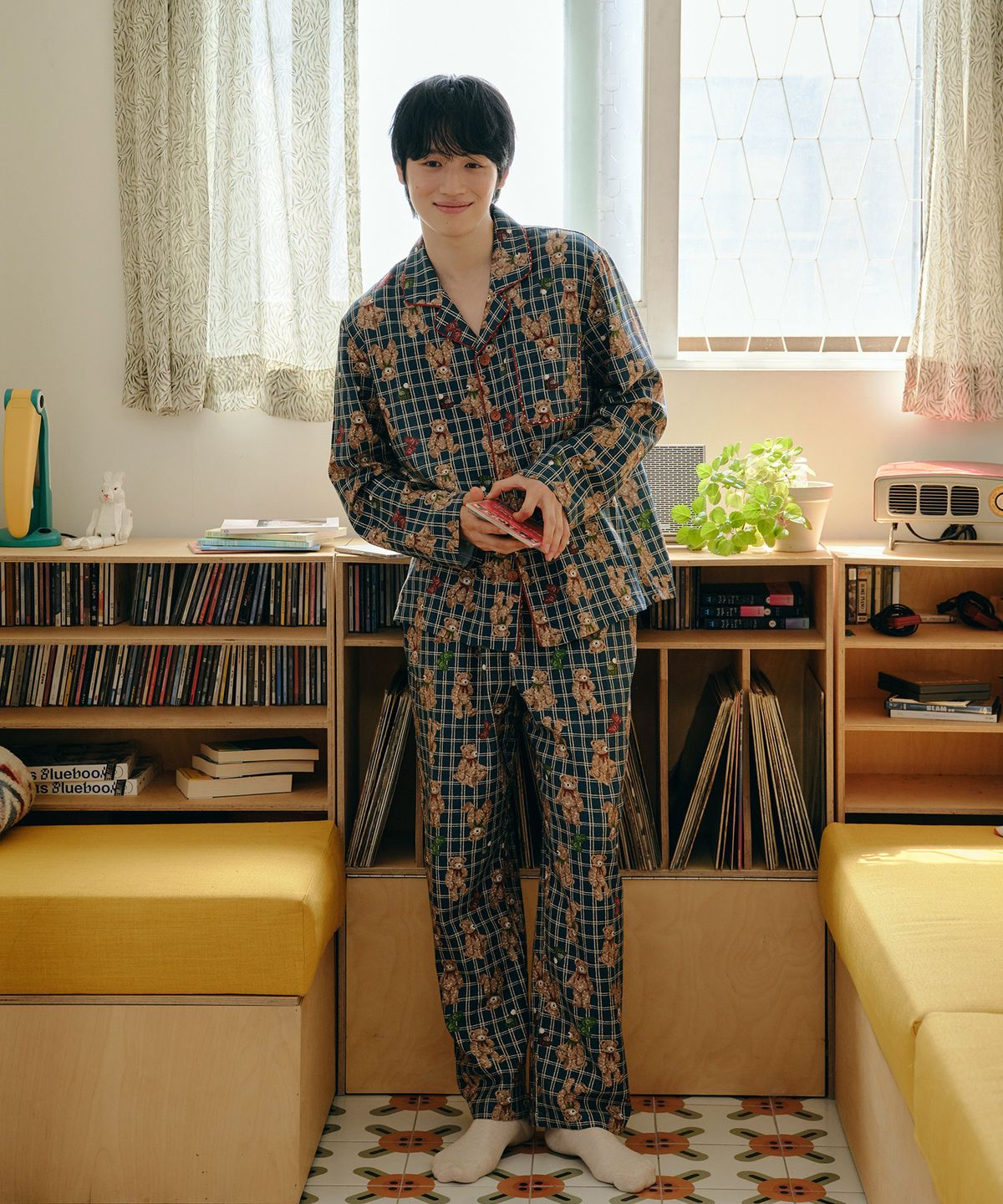 울랄라파자마(ULLALA PAJAMAS) 포근베어 긴팔 남성페어 딥블루 (21수)