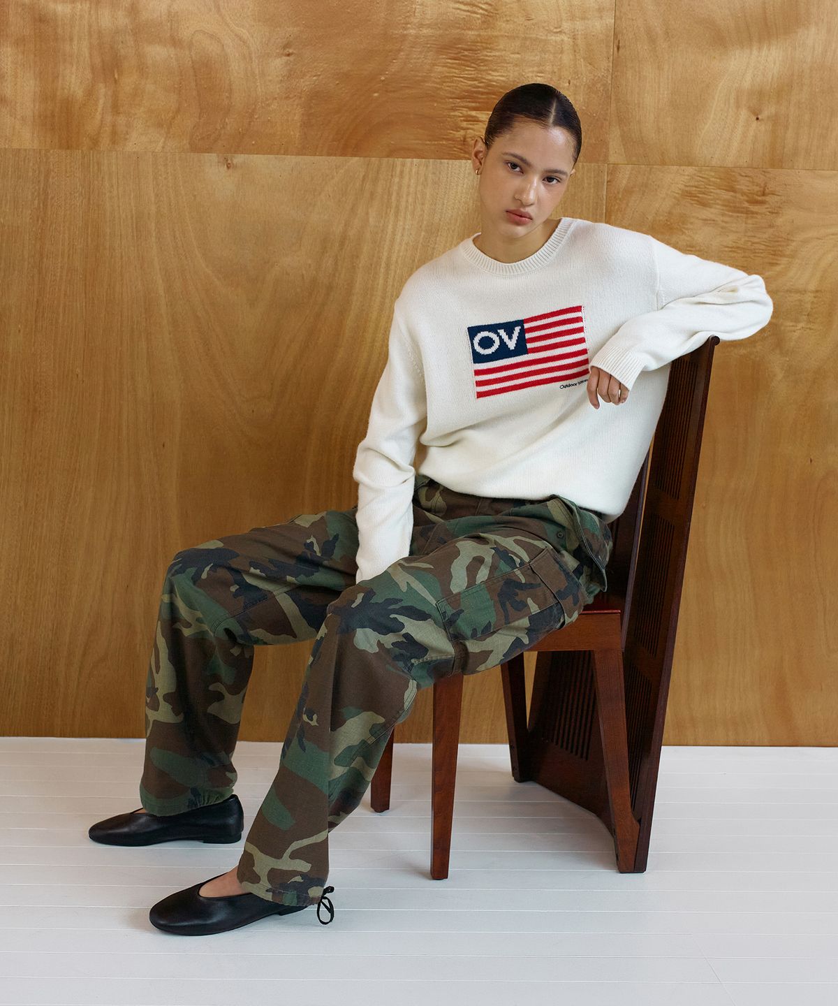 아웃도어 보이스(OUTDOOR VOICES) OV FLAG WOOL KNIT SWEATER (CREAM)