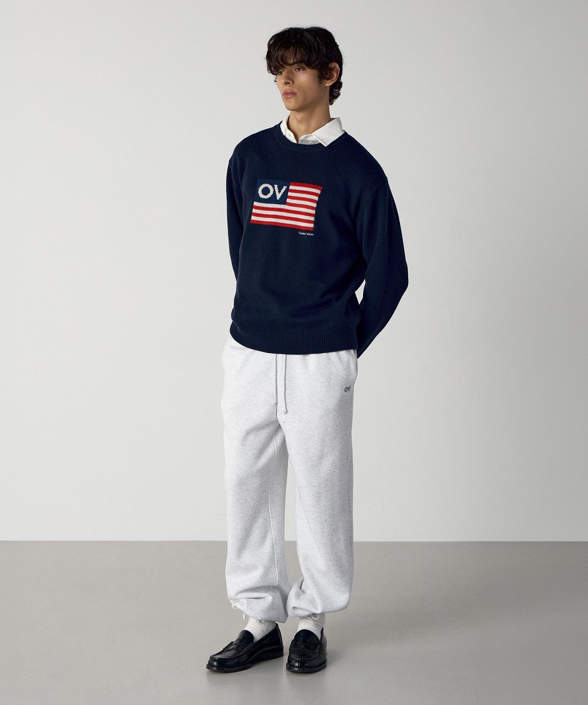 아웃도어 보이스(OUTDOOR VOICES) OV FLAG WOOL KNIT SWEATER (CREAM)