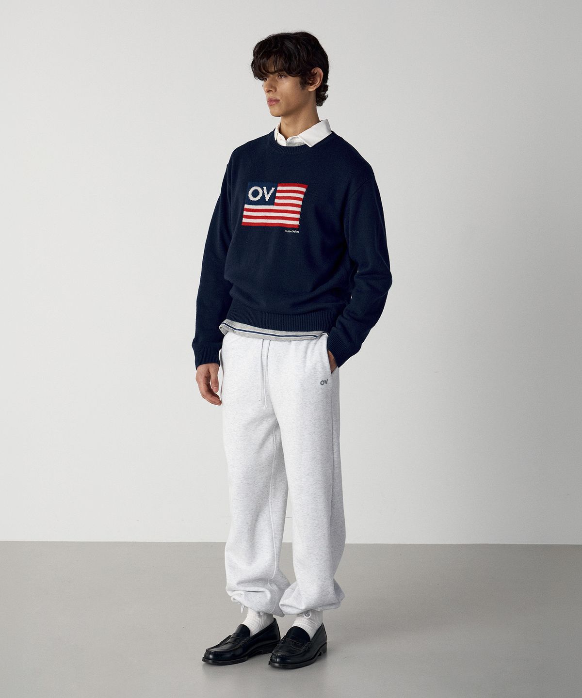 아웃도어 보이스(OUTDOOR VOICES) OV FLAG WOOL KNIT SWEATER (NAVY)