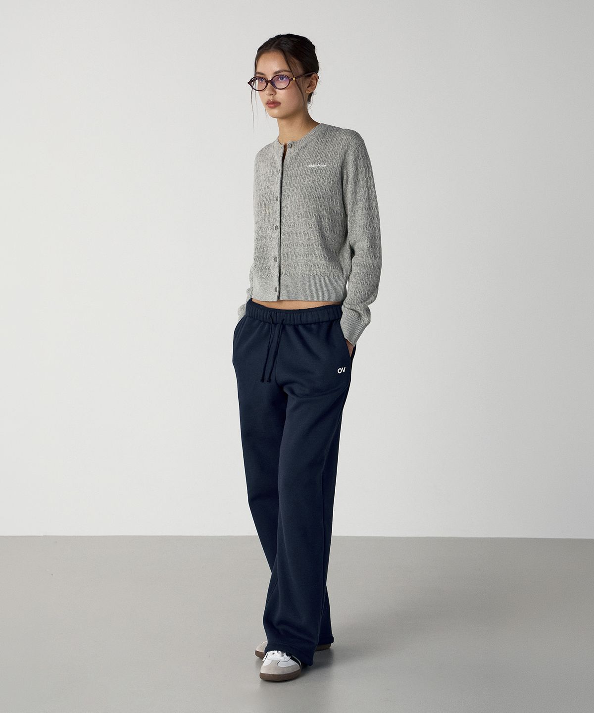아웃도어 보이스(OUTDOOR VOICES) (W)CABLE KNIT ROUND NECK WOOL CARDIGAN (GRAY)