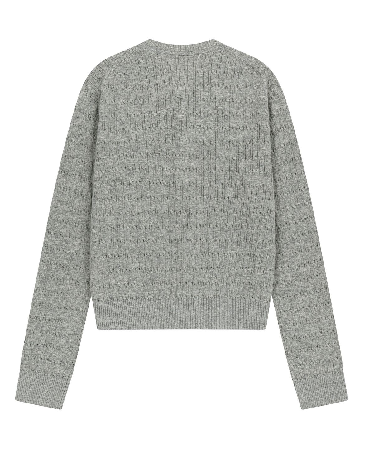 아웃도어 보이스(OUTDOOR VOICES) (W)CABLE KNIT ROUND NECK WOOL CARDIGAN (GRAY)