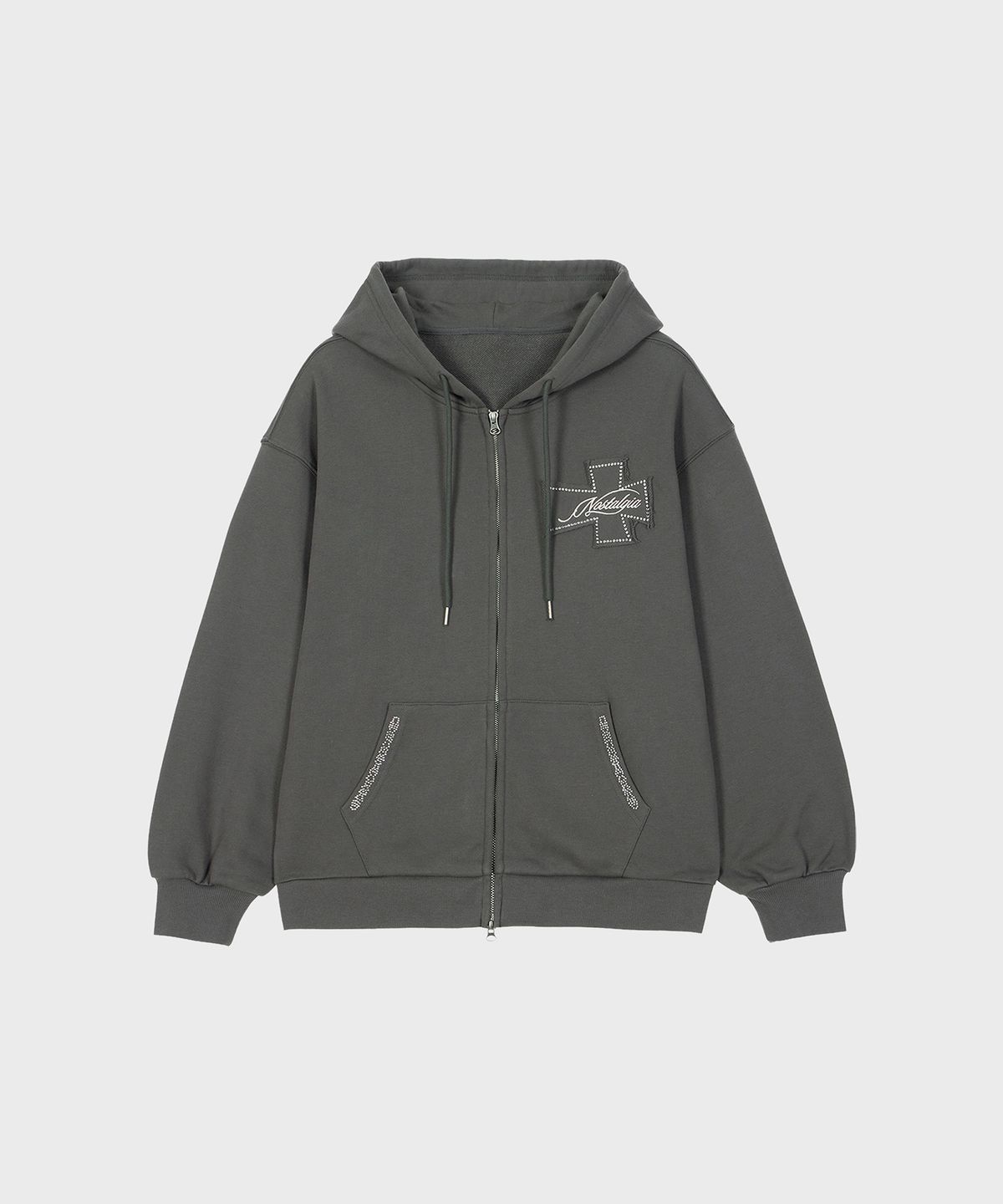 알키알카(ALKI ALKA) Nostalgia Hoodie Zip-Up (Charcoal)_AK8U22641100141M
