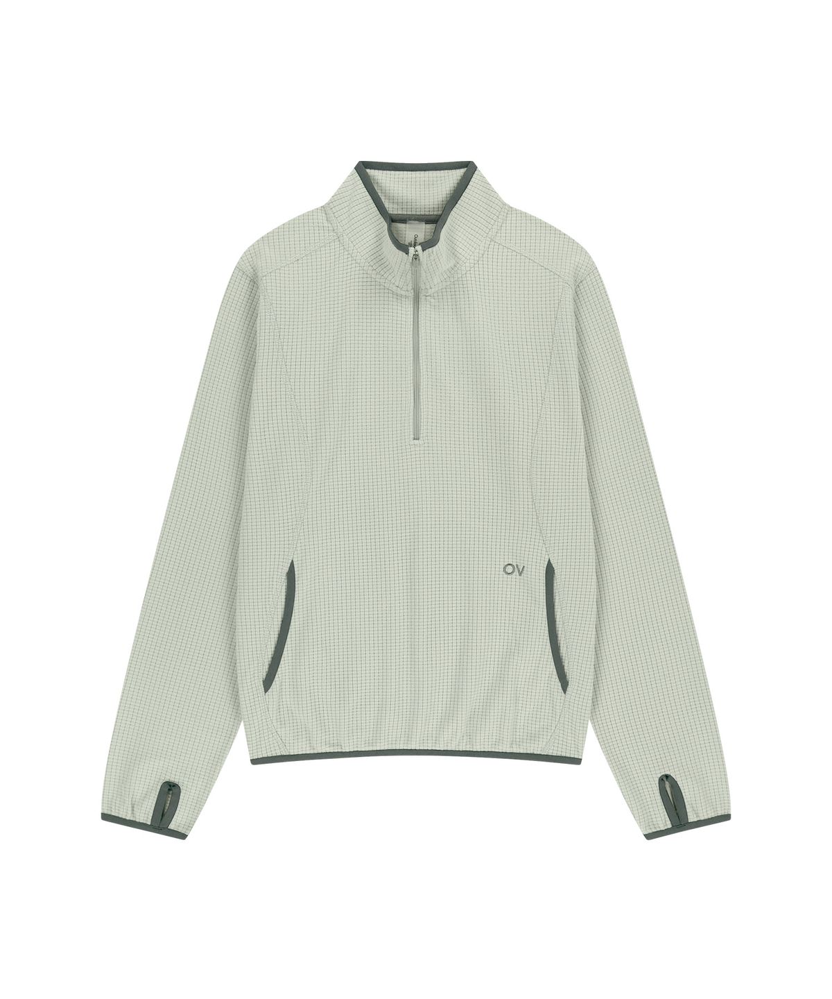 아웃도어 보이스(OUTDOOR VOICES) Technol-OV™ GRID FLEECE HALF ZIP (LIGHT GRAY)