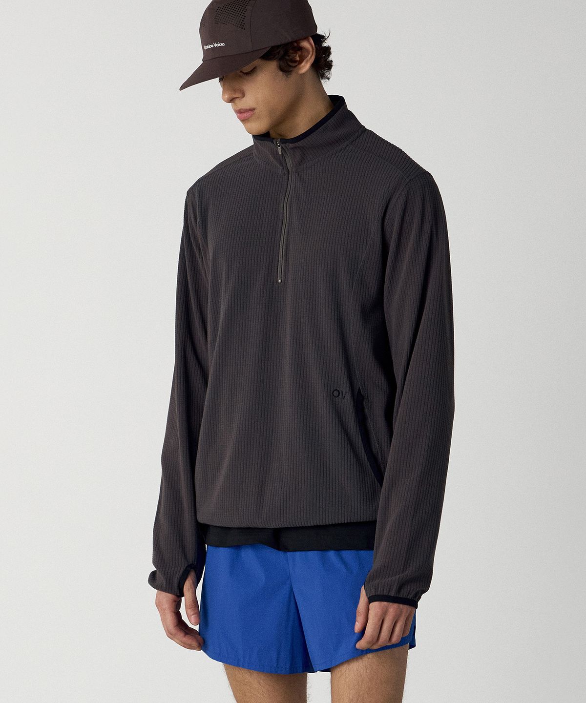 아웃도어 보이스(OUTDOOR VOICES) Technol-OV™ GRID FLEECE HALF ZIP (CHARCOAL)