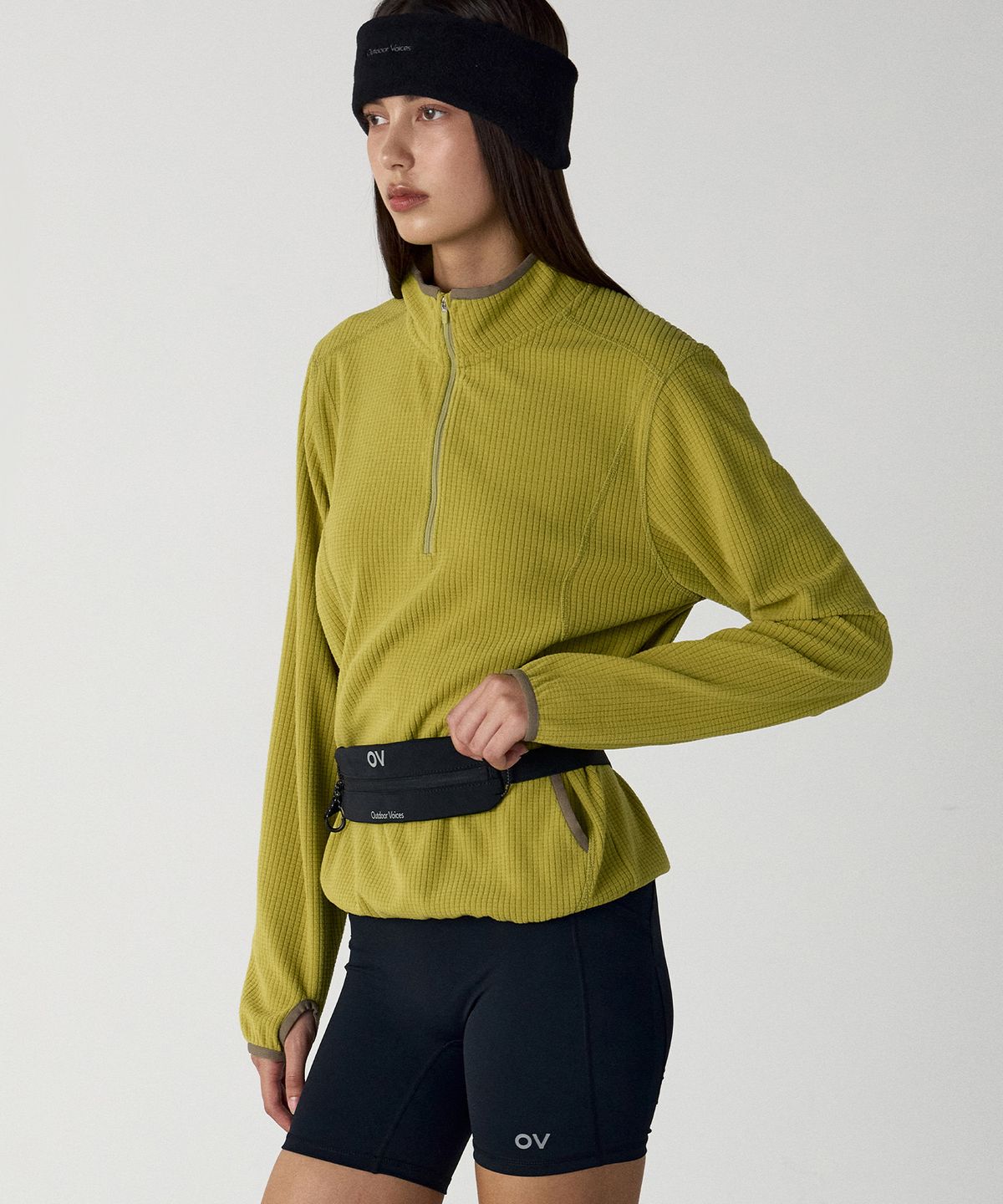 아웃도어 보이스(OUTDOOR VOICES) Technol-OV™ GRID FLEECE HALF ZIP (OLIVE)