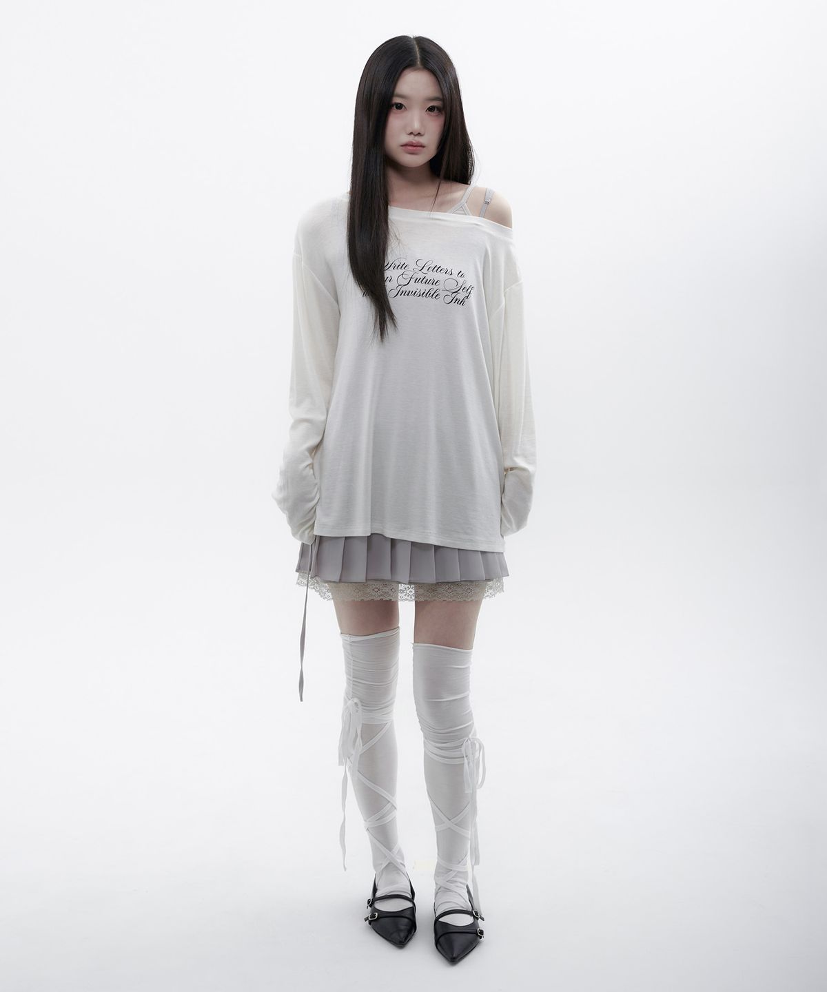알키알카(ALKI ALKA) Cami Layered Lettering Tee (Ivory)_ALKAS01555