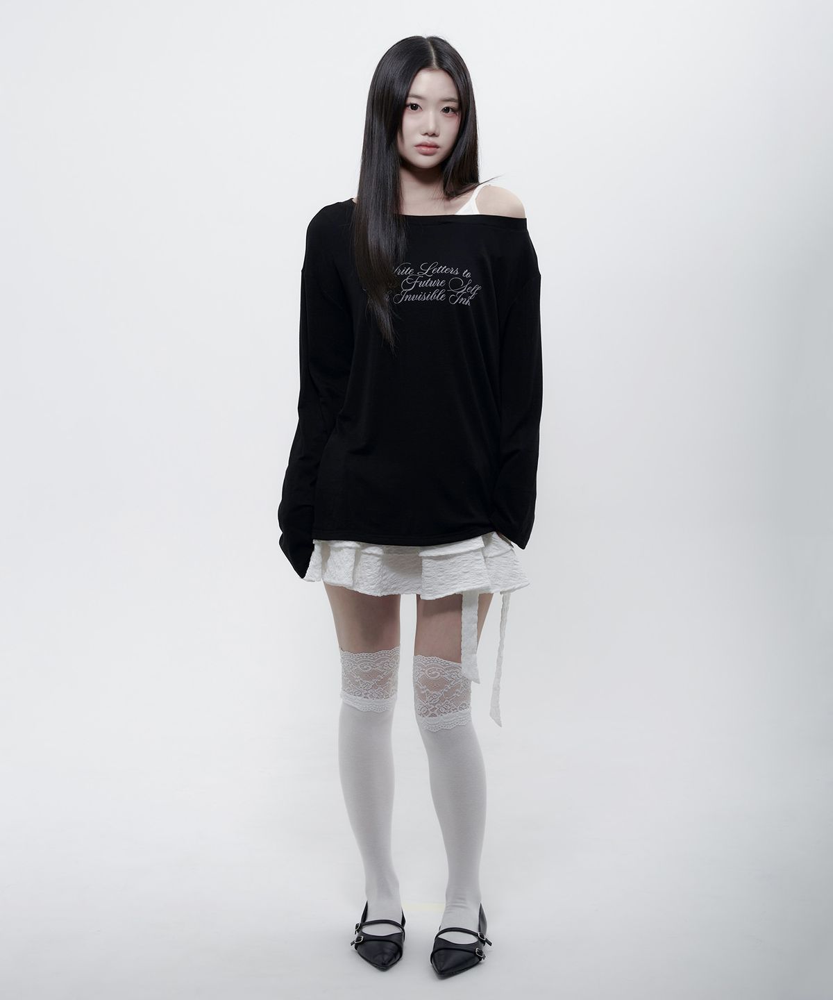 알키알카(ALKI ALKA) Cami Layered Lettering Tee (Black)_ALKAS01556