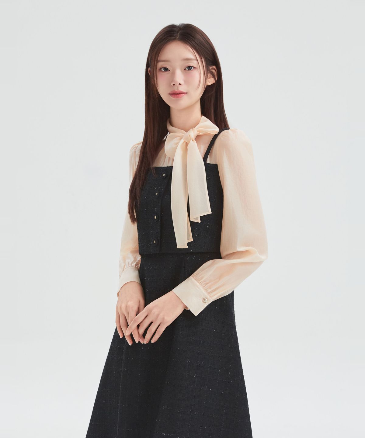 로엠(ROEM) 하이넥 우븐매칭 롱 원피스 RMOWG49S12