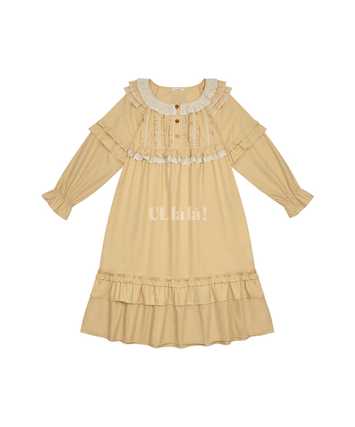 울랄라파자마(ULLALA PAJAMAS) 앤의 허그 긴팔 원피스 머스타드 (30수)