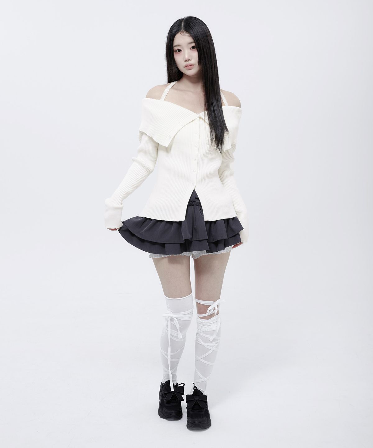 알키알카(ALKI ALKA) Lace Halter Knit Top (Ivory)_ALKAS01560