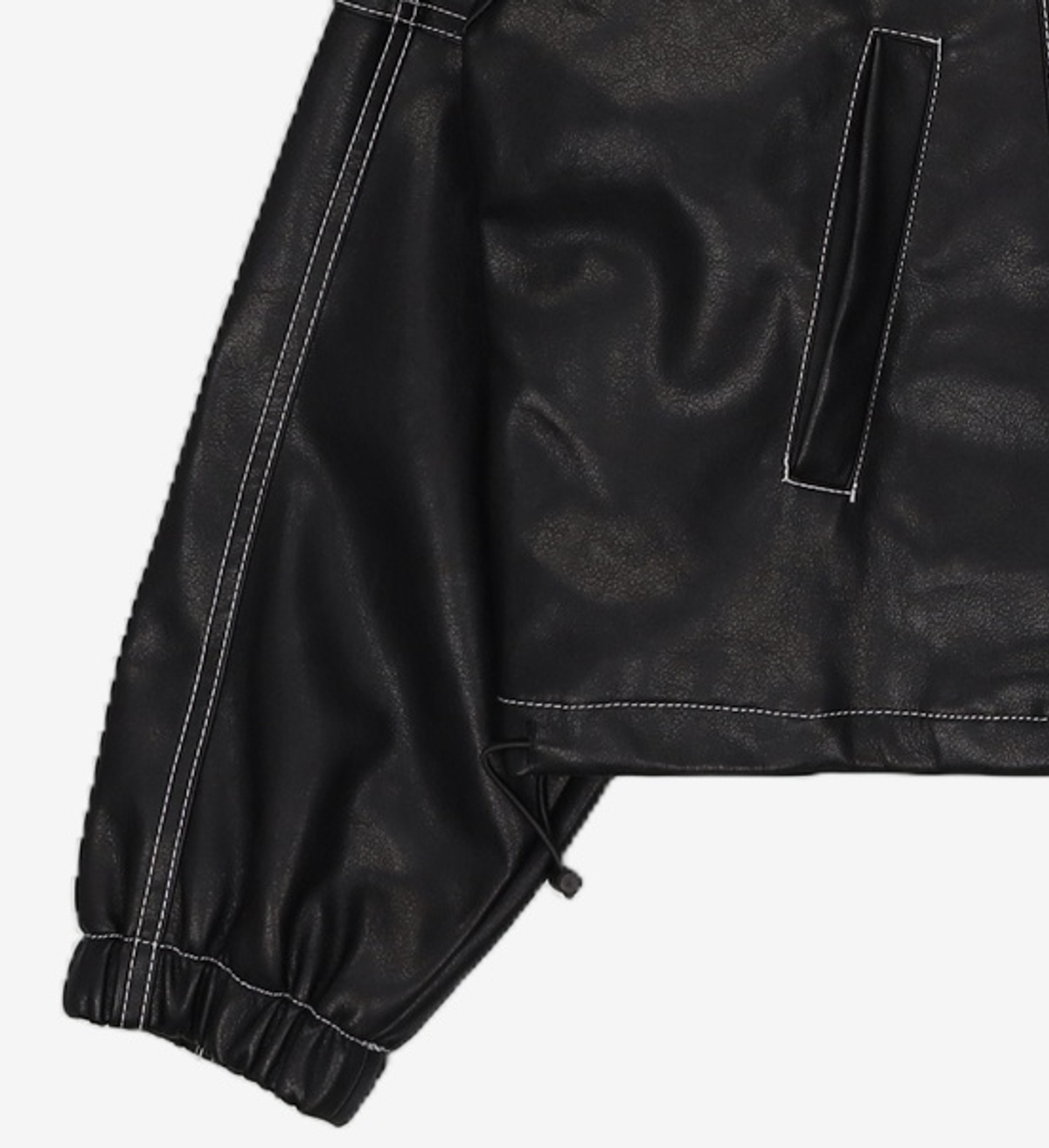 팬시클럽(FANCY CLUB) [NF] 글로시 스티치 자켓 (LEATHER)_F23ZA943 L