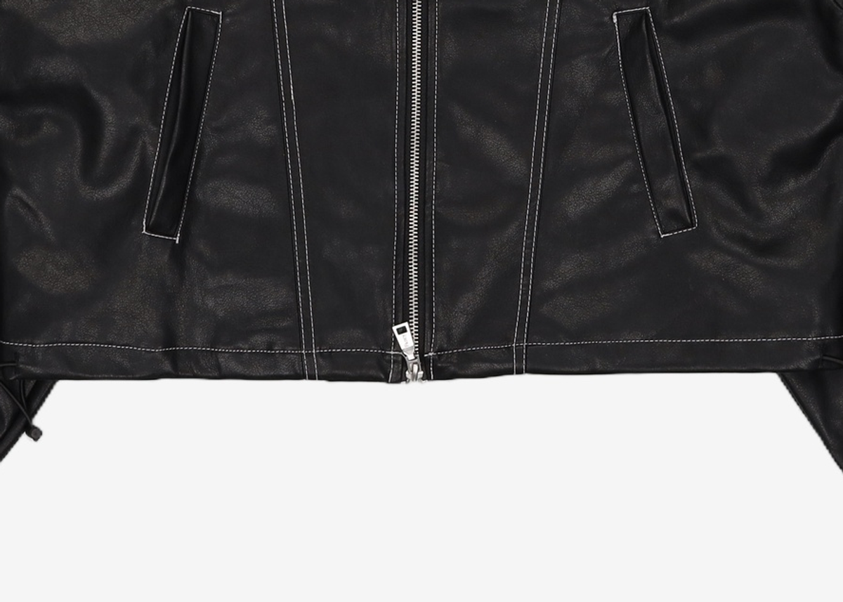 팬시클럽(FANCY CLUB) [NF] 글로시 스티치 자켓 (LEATHER)_F23ZA943 L