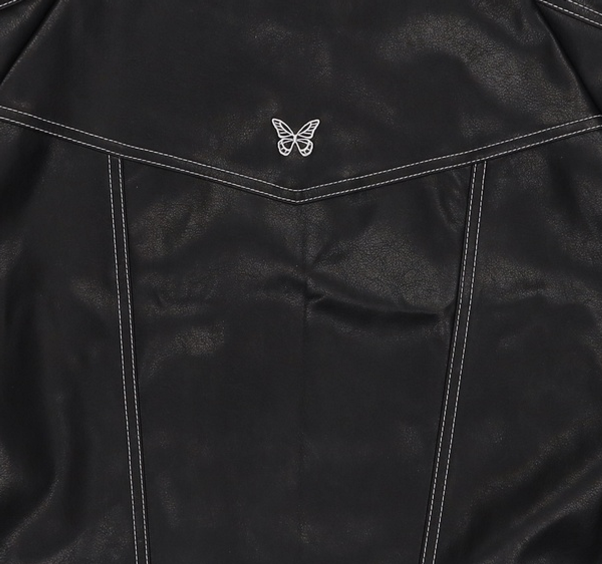 팬시클럽(FANCY CLUB) [NF] 글로시 스티치 자켓 (LEATHER)_F23ZA943 L