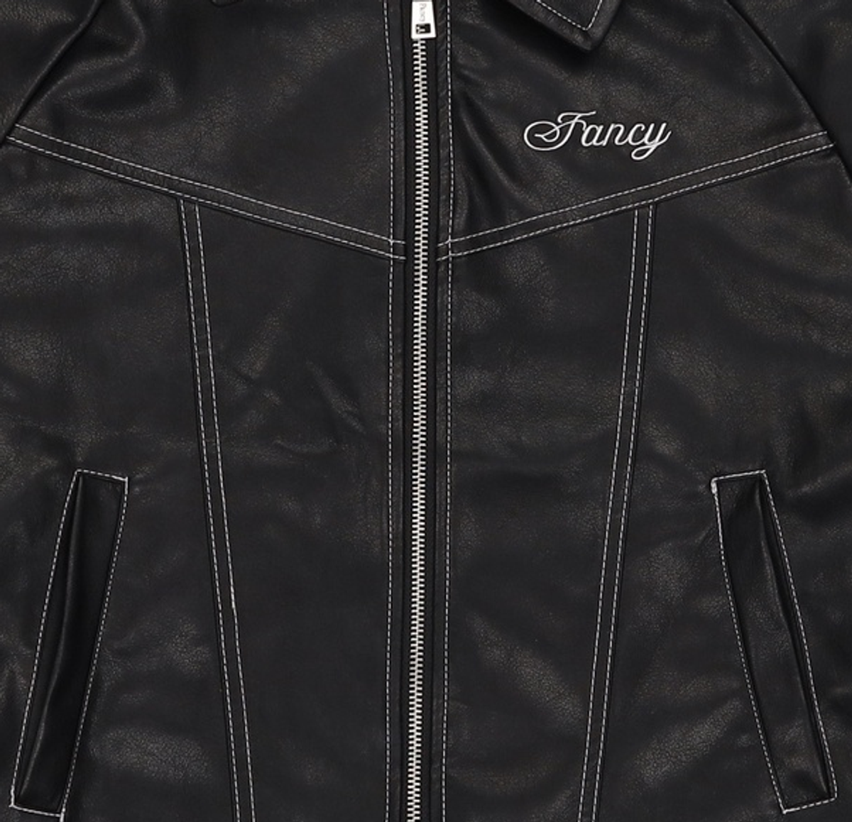 팬시클럽(FANCY CLUB) [NF] 글로시 스티치 자켓 (LEATHER)_F23ZA943 L
