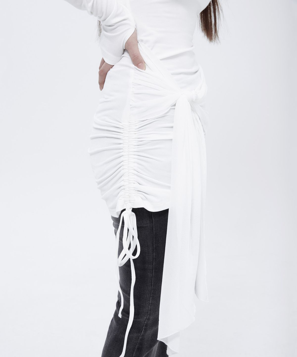 알키알카(ALKI ALKA) Lace Draped Mini Dress (Ivory)_ALKAS01539