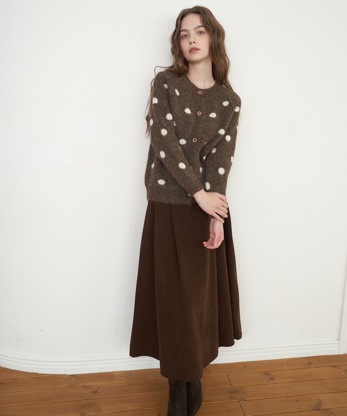 플로브(FLOVE) Soft Dot KNIT Cardigan- BR