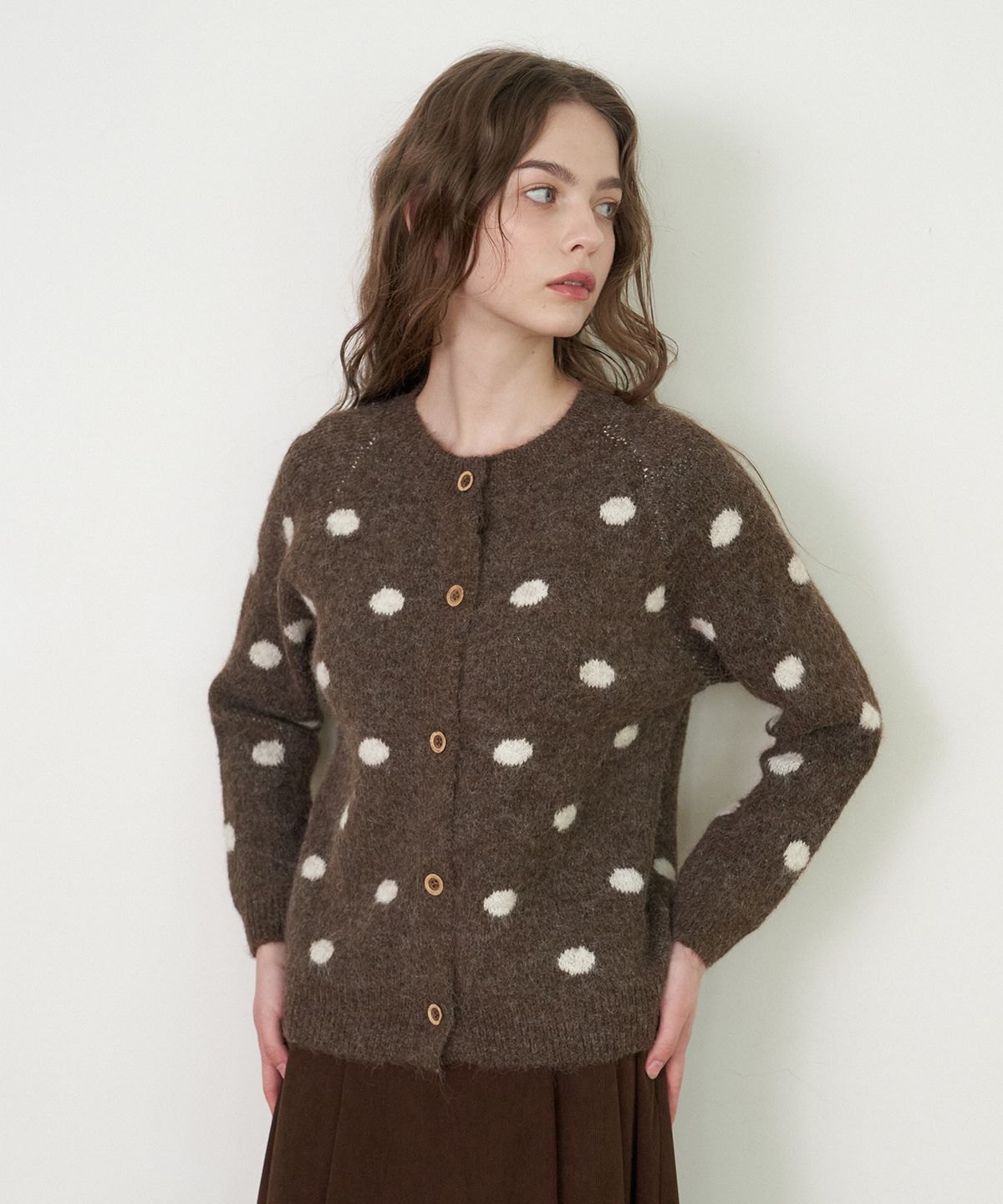 플로브(FLOVE) Soft Dot KNIT Cardigan- BR