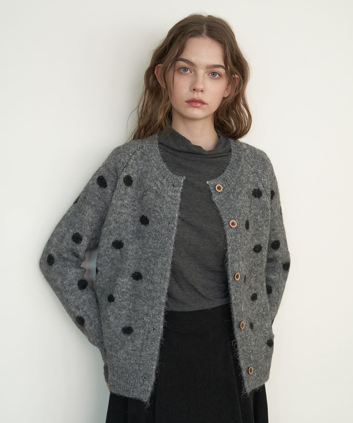 플로브(FLOVE) Soft Dot KNIT Cardigan -MG