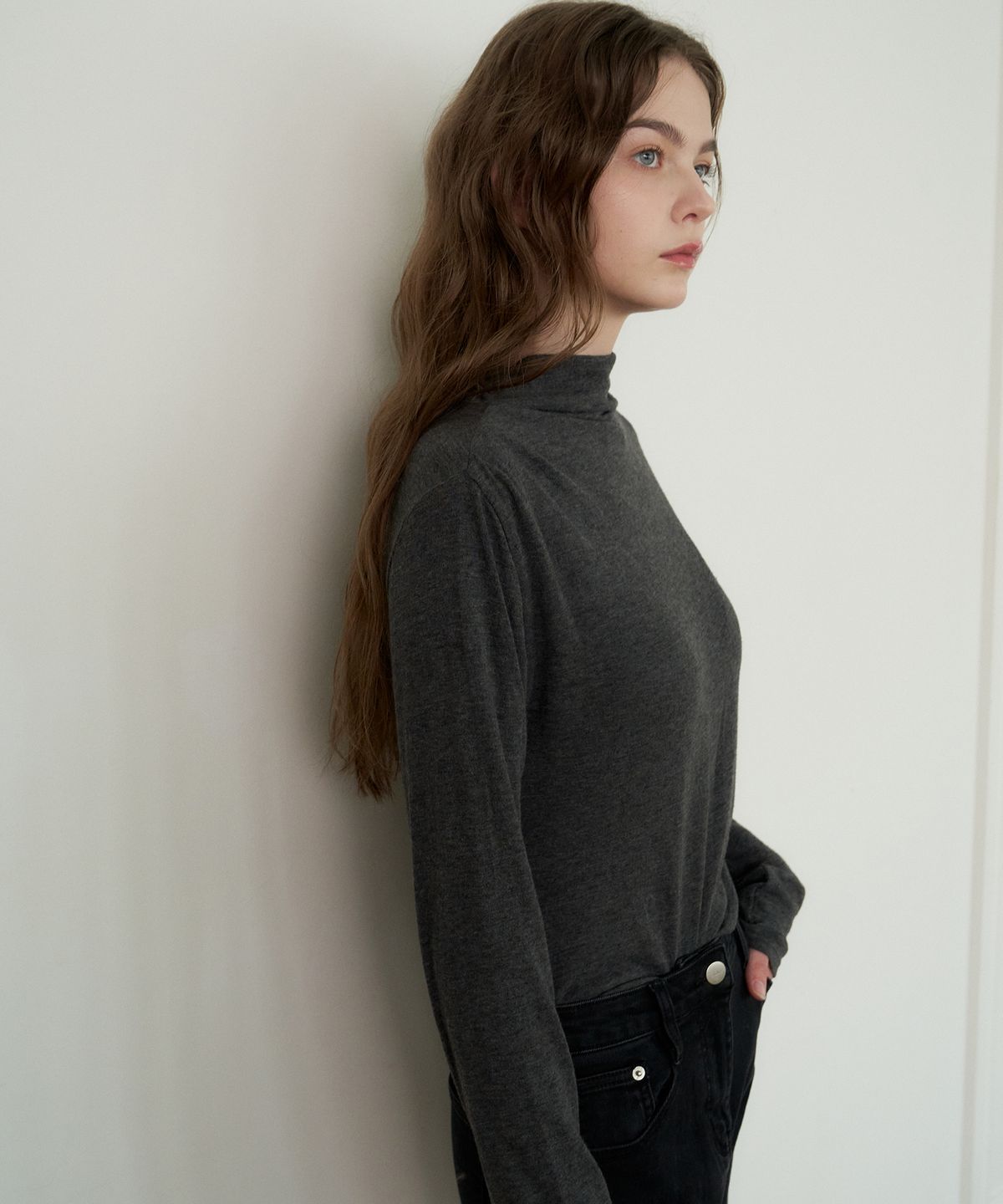플로브(FLOVE) HALF NECK ANGORA TEE_CH