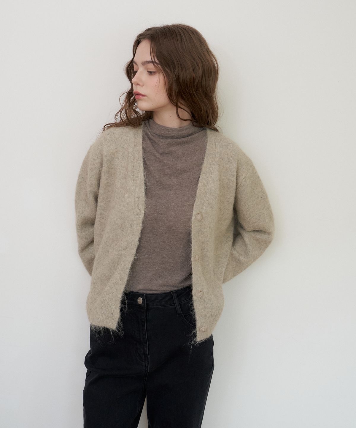 플로브(FLOVE) HALF NECK ANGORA TEE_BR