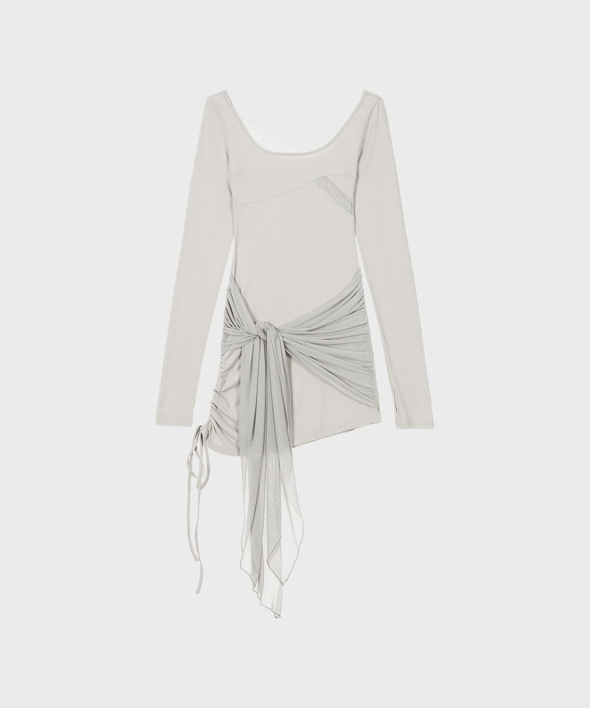 알키알카(ALKI ALKA) Lace Draped Mini Dress (Light Gray)_ALKAS01541