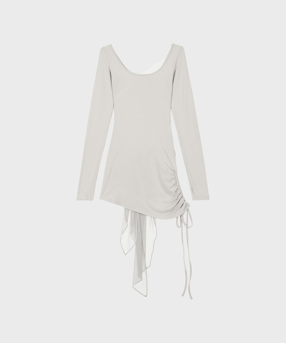 알키알카(ALKI ALKA) Lace Draped Mini Dress (Light Gray)_ALKAS01541