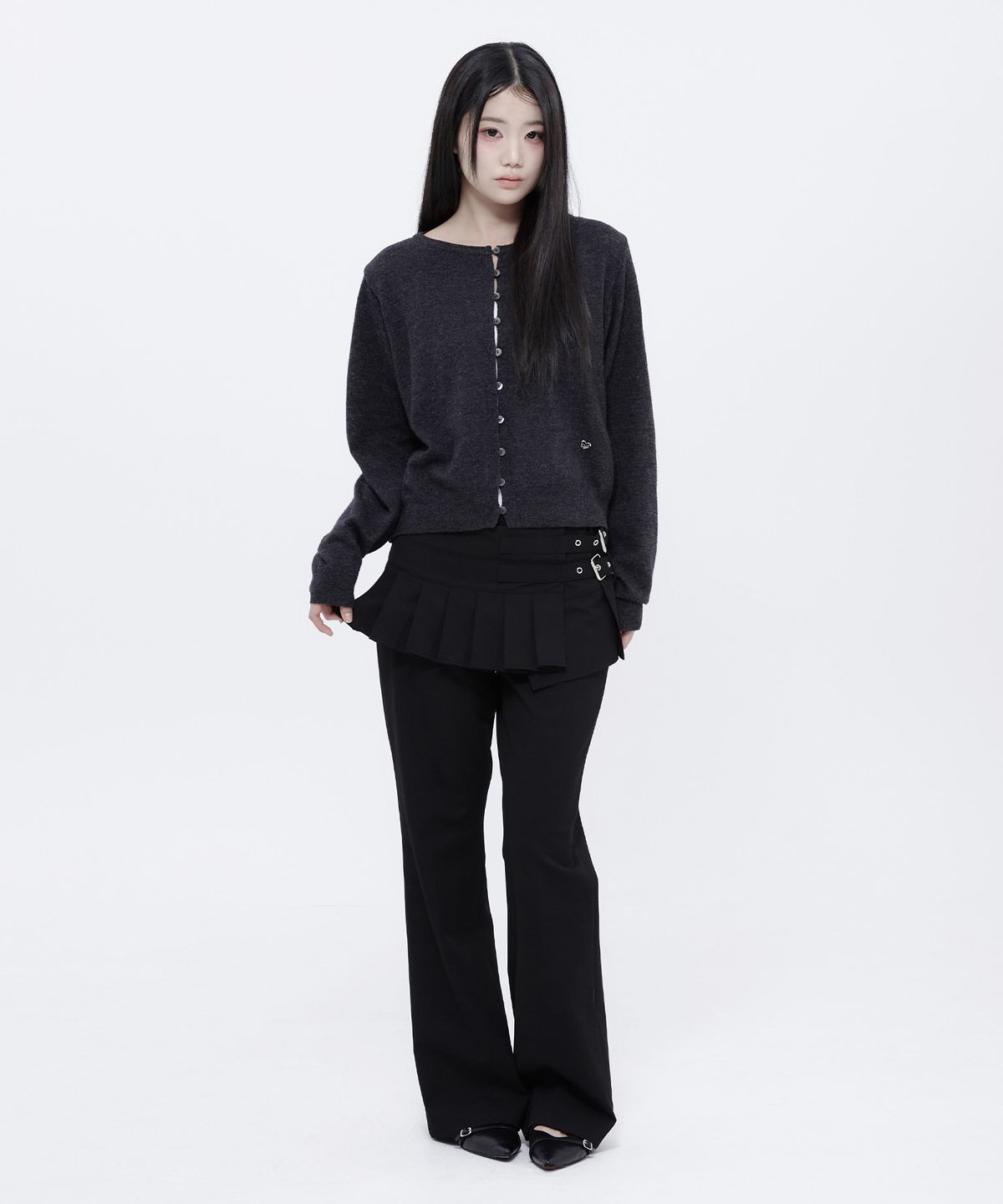 알키알카(ALKI ALKA) Pleated Skirt Trousers (Black)_ALKAS01544