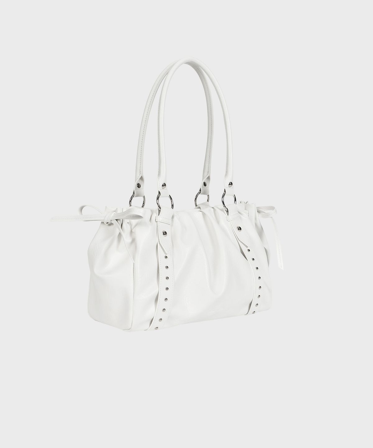 알키알카(ALKI ALKA) Studded Ruched Bag (White)_ALKAS01551