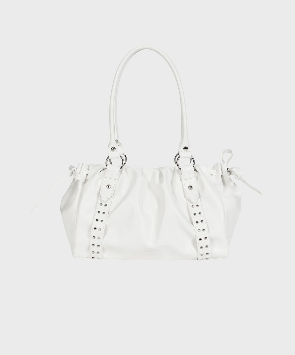 알키알카(ALKI ALKA) Studded Ruched Bag (White)_ALKAS01551