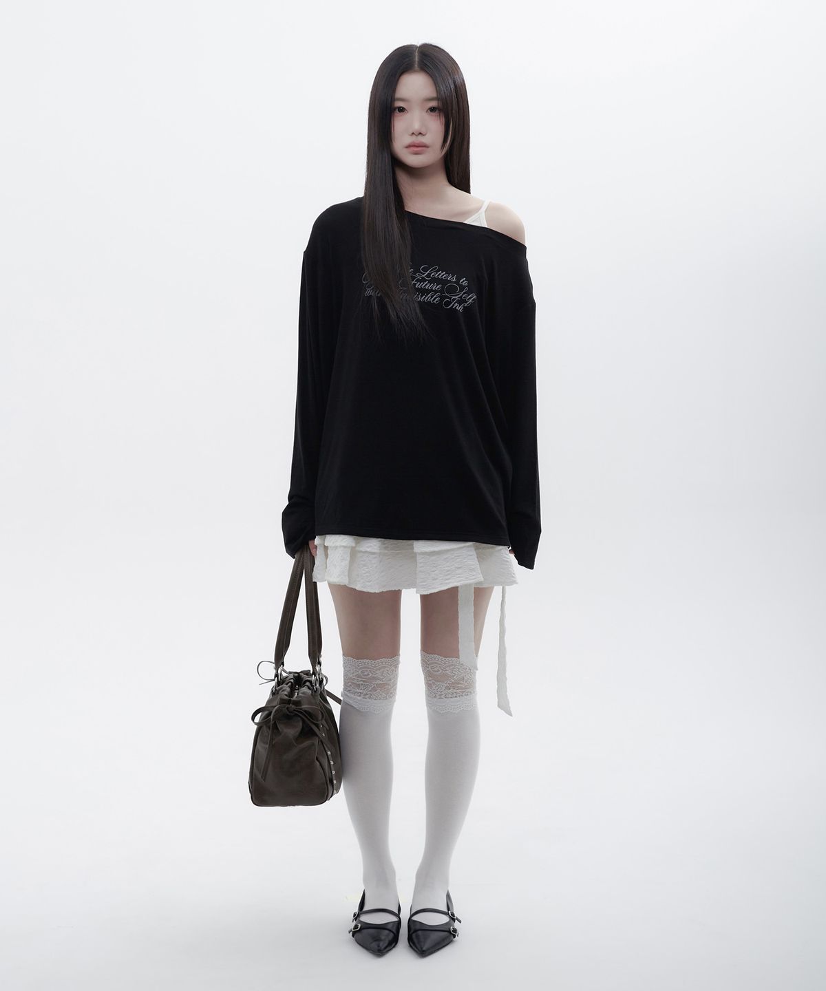 알키알카(ALKI ALKA) Studded Ruched Bag (Brown)_ALKAS01553