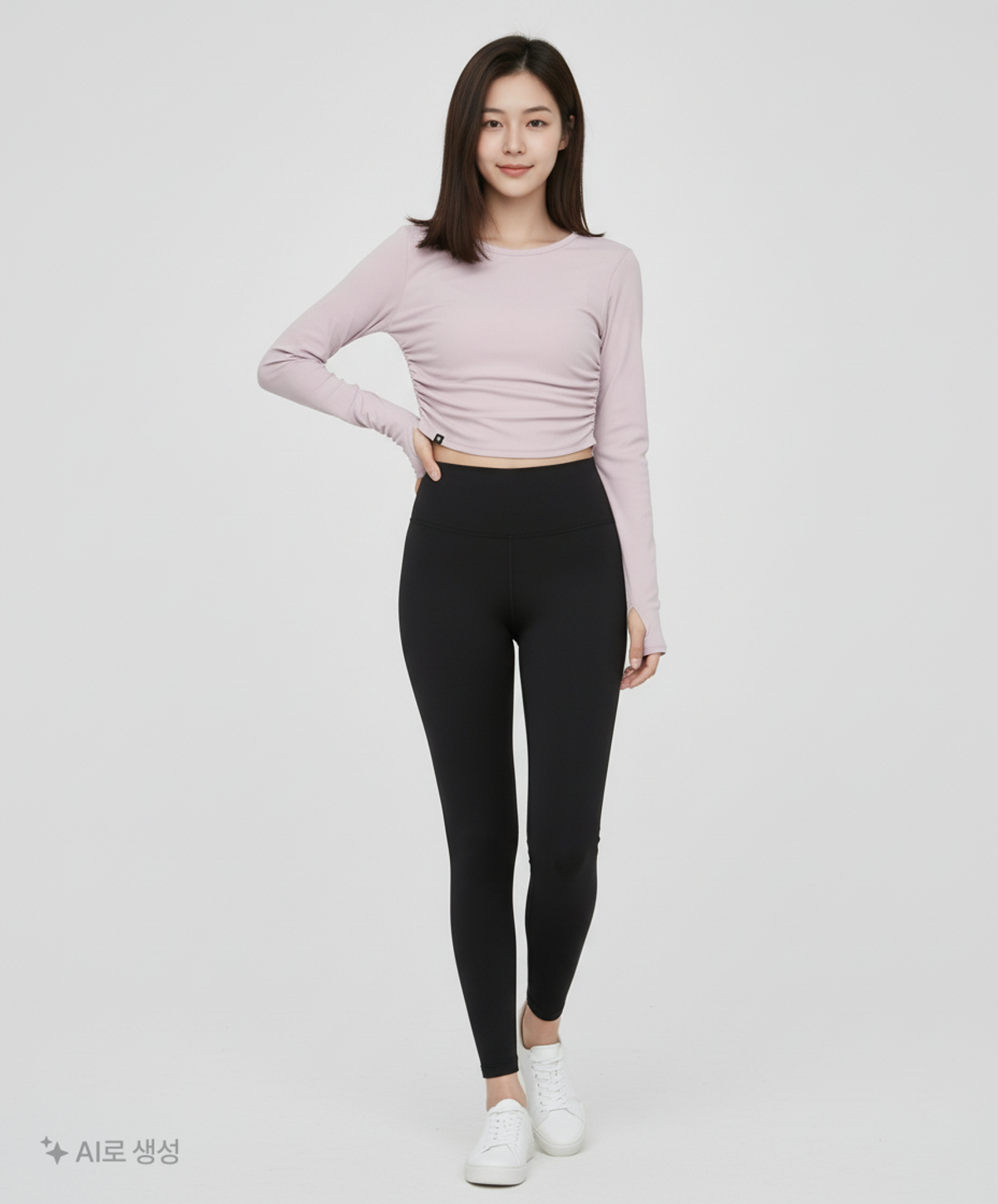젝시믹스(XEXYMIX) 사이드 셔링 크롭 롱슬리브 로지핑크 L